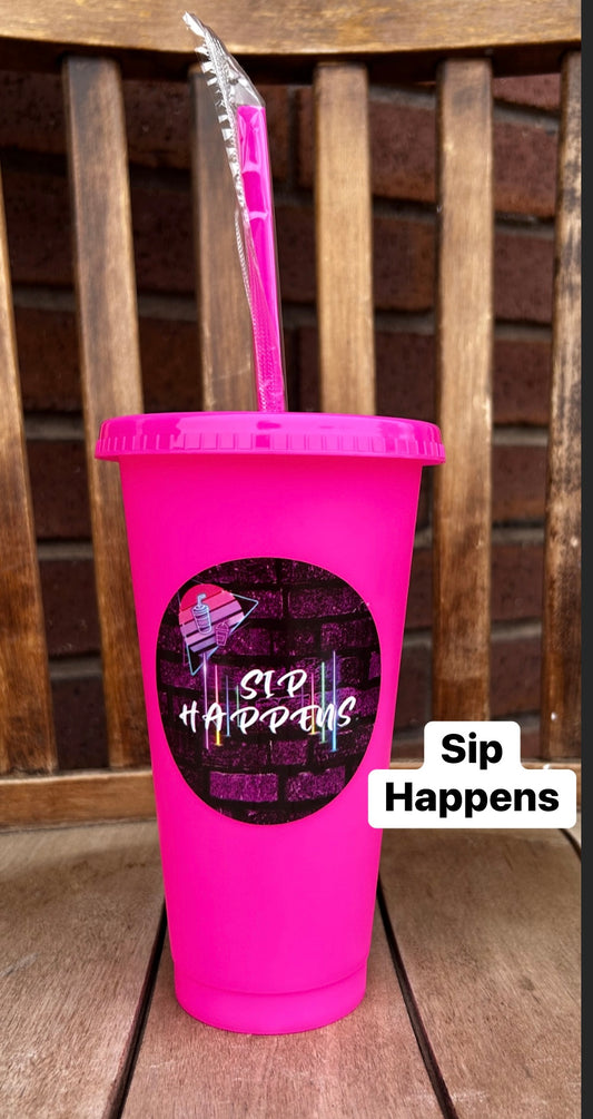Hot Pink Cups (24 oz)