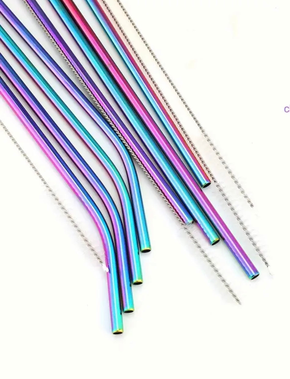 Rainbow Metallic Straws